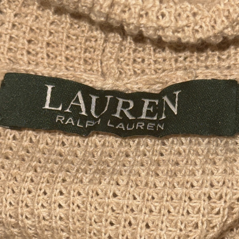Lauren Ralph Lauren 100% Cotton Waffle Knit Cowl Neck Midi Dress SZ Petite Med - Picture 7 of 10